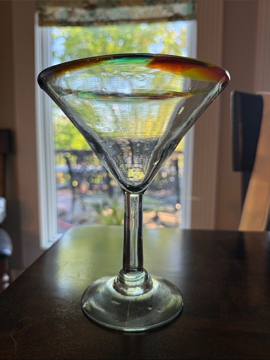 Other - Glass Martini/Margarita glasses with multi colored Rim - Set of 7!
